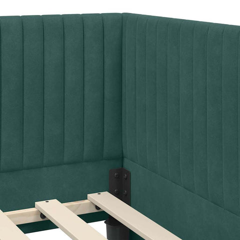 vidaXL Corner Bed Frame with Headboard Dark green 90 x 200 cm Velvet