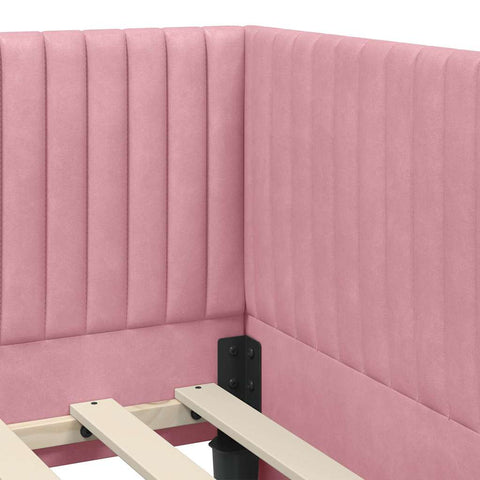 vidaXL Corner Bed Frame with Headboard Pink 90 x 200 cm Velvet