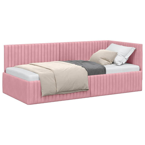vidaXL Corner Bed Frame with Headboard Pink 90 x 200 cm Velvet