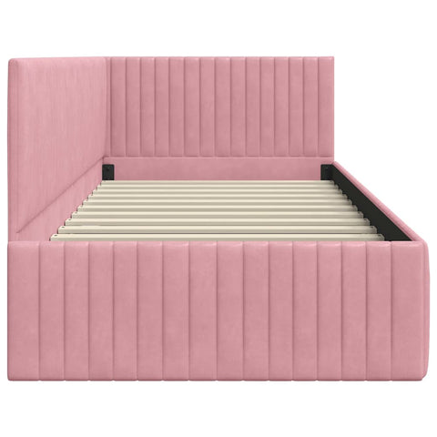 vidaXL Corner Bed Frame with Headboard Pink 90 x 200 cm Velvet