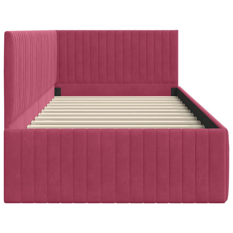 vidaXL Corner Bed Frame with Headboard Wine red 90 x 200 cm Velvet