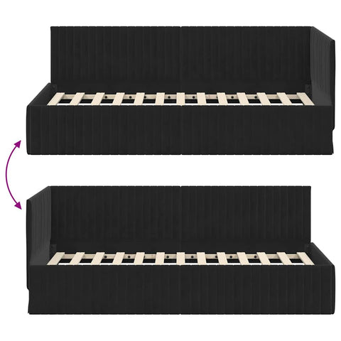 vidaXL Corner Bed Frame with Headboard Black 90 x 200 cm Velvet