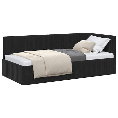 vidaXL Corner Bed Frame with Headboard Black 90 x 200 cm Velvet