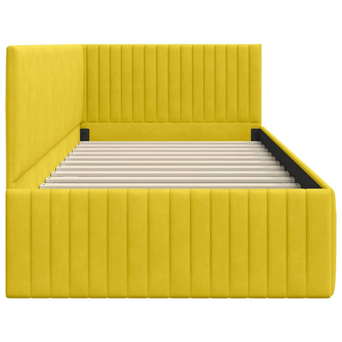 vidaXL Corner Bed Frame with Headboard Yellow 90 x 200 cm Velvet