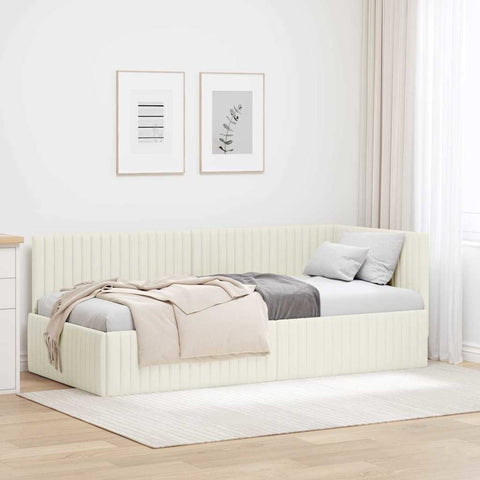 vidaXL Corner Bed Frame with Headboard Cream 90 x 200 cm Velvet