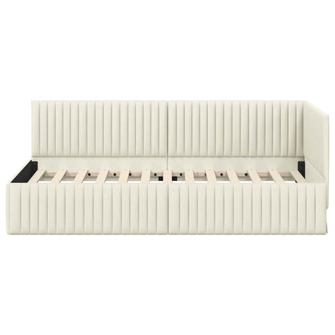 vidaXL Corner Bed Frame with Headboard Cream 90 x 200 cm Velvet