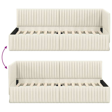 vidaXL Corner Bed Frame with Headboard Cream 90 x 200 cm Velvet