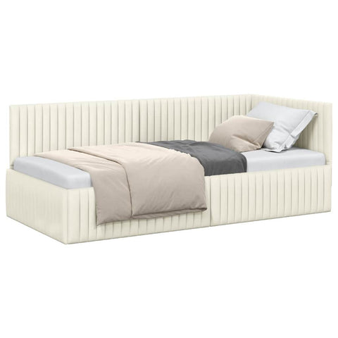vidaXL Corner Bed Frame with Headboard Cream 90 x 200 cm Velvet