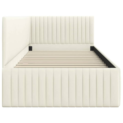 vidaXL Corner Bed Frame with Headboard Cream 90 x 200 cm Velvet