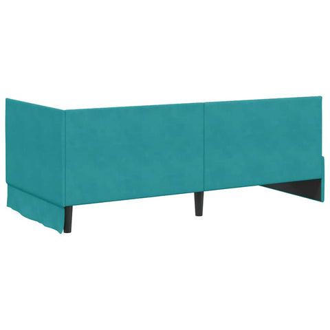 vidaXL Corner Bed Frame with Headboard Turquoise 90 x 200 cm Velvet