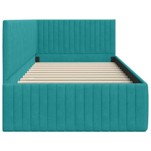 vidaXL Corner Bed Frame with Headboard Turquoise 90 x 200 cm Velvet