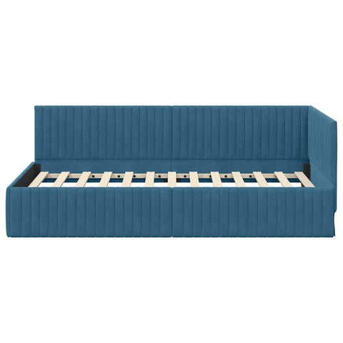 vidaXL Corner Bed Frame with Headboard Blue 100 x 200 cm Velvet