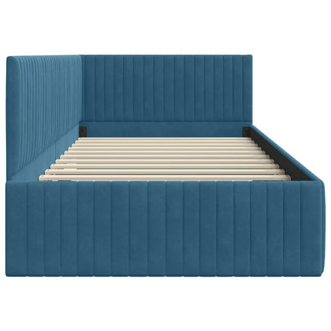 vidaXL Corner Bed Frame with Headboard Blue 100 x 200 cm Velvet