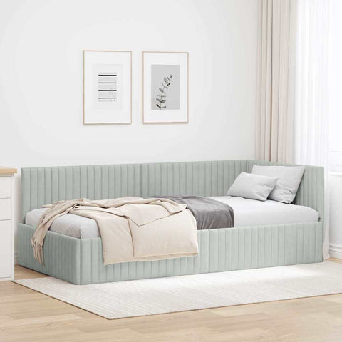 vidaXL Corner Bed Frame with Headboard Light grey 100 x 200 cm Velvet