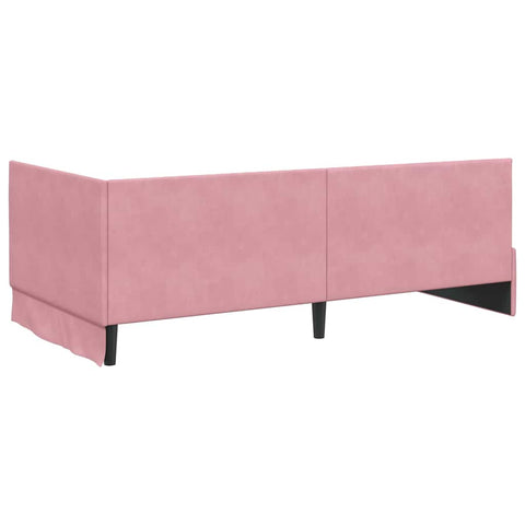 vidaXL Corner Bed Frame with Headboard Pink 100 x 200 cm Velvet