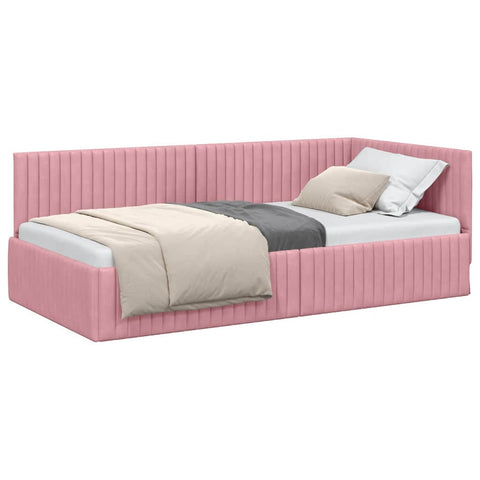 vidaXL Corner Bed Frame with Headboard Pink 100 x 200 cm Velvet