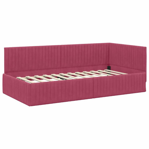 vidaXL Corner Bed Frame with Headboard Wine red 100 x 200 cm Velvet