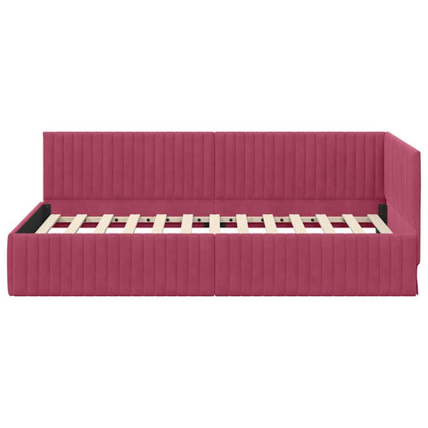 vidaXL Corner Bed Frame with Headboard Wine red 100 x 200 cm Velvet