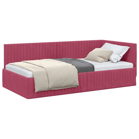 vidaXL Corner Bed Frame with Headboard Wine red 100 x 200 cm Velvet
