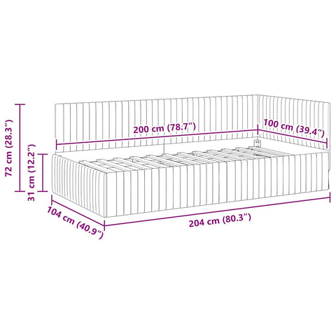 vidaXL Corner Bed Frame with Headboard Wine red 100 x 200 cm Velvet