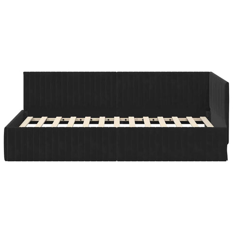 vidaXL Corner Bed Frame with Headboard Black 100 x 200 cm Velvet