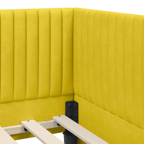 vidaXL Corner Bed Frame with Headboard Yellow 100 x 200 cm Velvet