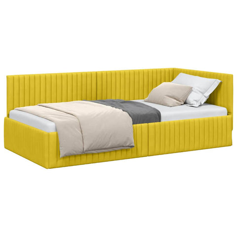 vidaXL Corner Bed Frame with Headboard Yellow 100 x 200 cm Velvet