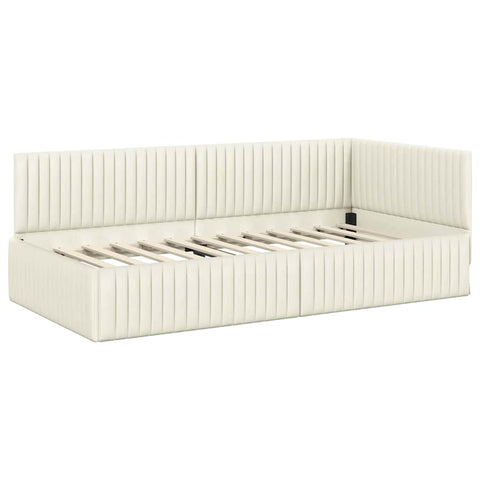 vidaXL Corner Bed Frame with Headboard Cream 100 x 200 cm Velvet