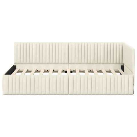 vidaXL Corner Bed Frame with Headboard Cream 100 x 200 cm Velvet