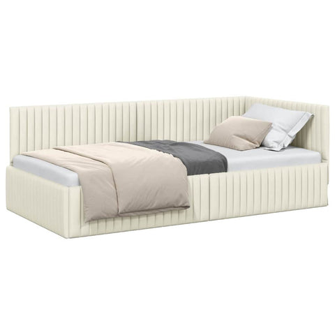 vidaXL Corner Bed Frame with Headboard Cream 100 x 200 cm Velvet