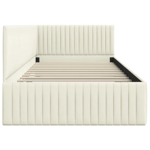 vidaXL Corner Bed Frame with Headboard Cream 100 x 200 cm Velvet