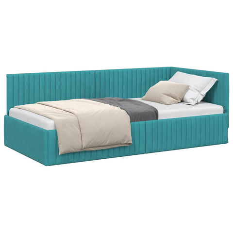 vidaXL Corner Bed Frame with Headboard Turquoise 100 x 200 cm Velvet