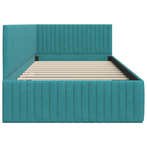 vidaXL Corner Bed Frame with Headboard Turquoise 100 x 200 cm Velvet