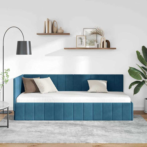 vidaXL Corner Bed Frame with Headboard Blue 80 x 200 cm Velvet