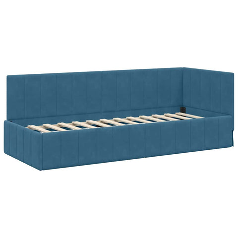 vidaXL Corner Bed Frame with Headboard Blue 80 x 200 cm Velvet