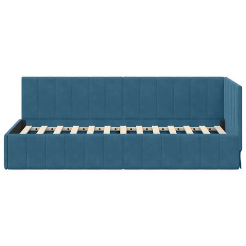 vidaXL Corner Bed Frame with Headboard Blue 80 x 200 cm Velvet