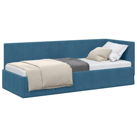 vidaXL Corner Bed Frame with Headboard Blue 80 x 200 cm Velvet