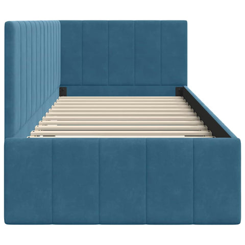 vidaXL Corner Bed Frame with Headboard Blue 80 x 200 cm Velvet