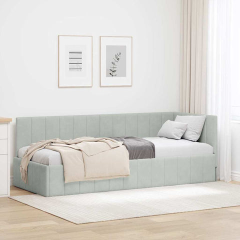 vidaXL Corner Bed Frame with Headboard Light grey 80 x 200 cm Velvet