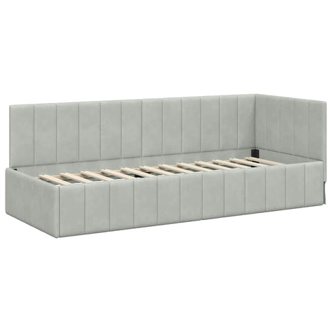 vidaXL Corner Bed Frame with Headboard Light grey 80 x 200 cm Velvet