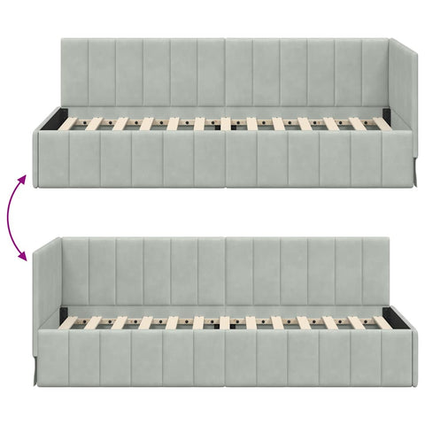 vidaXL Corner Bed Frame with Headboard Light grey 80 x 200 cm Velvet