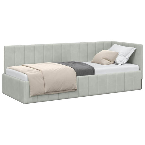 vidaXL Corner Bed Frame with Headboard Light grey 80 x 200 cm Velvet