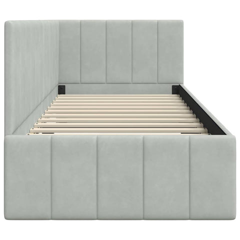 vidaXL Corner Bed Frame with Headboard Light grey 80 x 200 cm Velvet