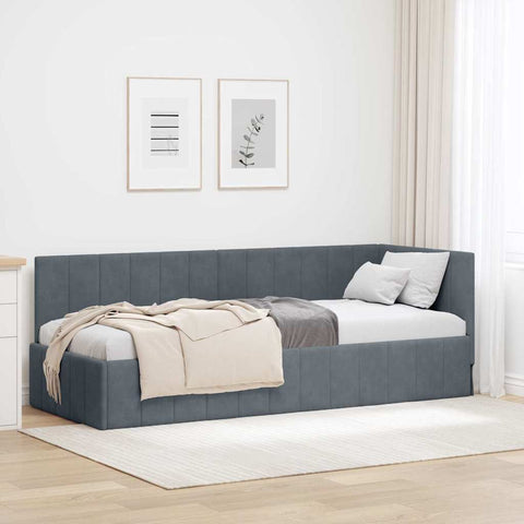 vidaXL Corner Bed Frame with Headboard Dark grey 80 x 200 cm Velvet