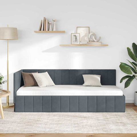 vidaXL Corner Bed Frame with Headboard Dark grey 80 x 200 cm Velvet