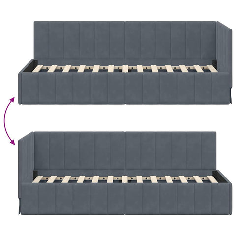 vidaXL Corner Bed Frame with Headboard Dark grey 80 x 200 cm Velvet