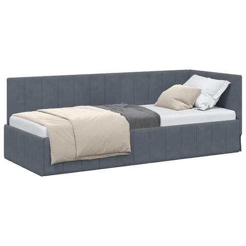 vidaXL Corner Bed Frame with Headboard Dark grey 80 x 200 cm Velvet