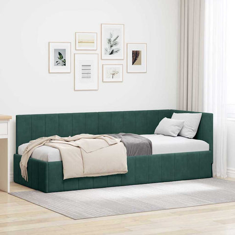 vidaXL Corner Bed Frame with Headboard Dark green 80 x 200 cm Velvet