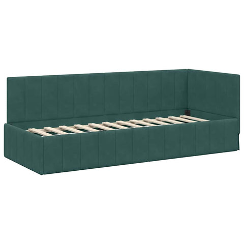 vidaXL Corner Bed Frame with Headboard Dark green 80 x 200 cm Velvet