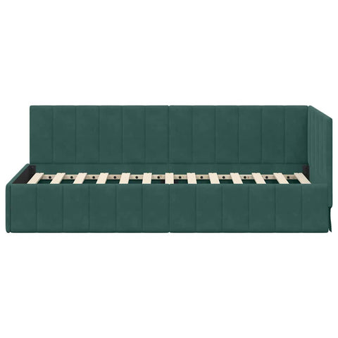 vidaXL Corner Bed Frame with Headboard Dark green 80 x 200 cm Velvet
